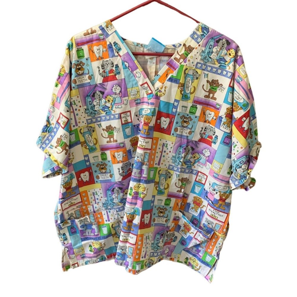 HQ Scrub Womens Size 3XL Scrub Top Shirt Short Sleeve Medical Nurse Dentist